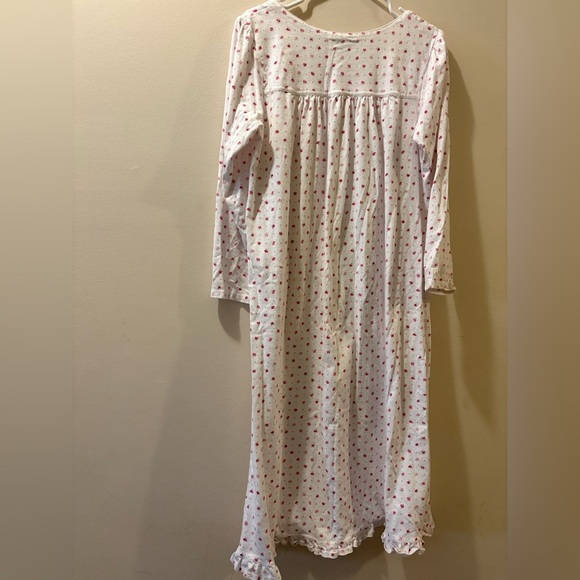 Eileen West white with Pink Floral Long Sleeve Nightgown- large - 100% cotton - Picture 6 of 6